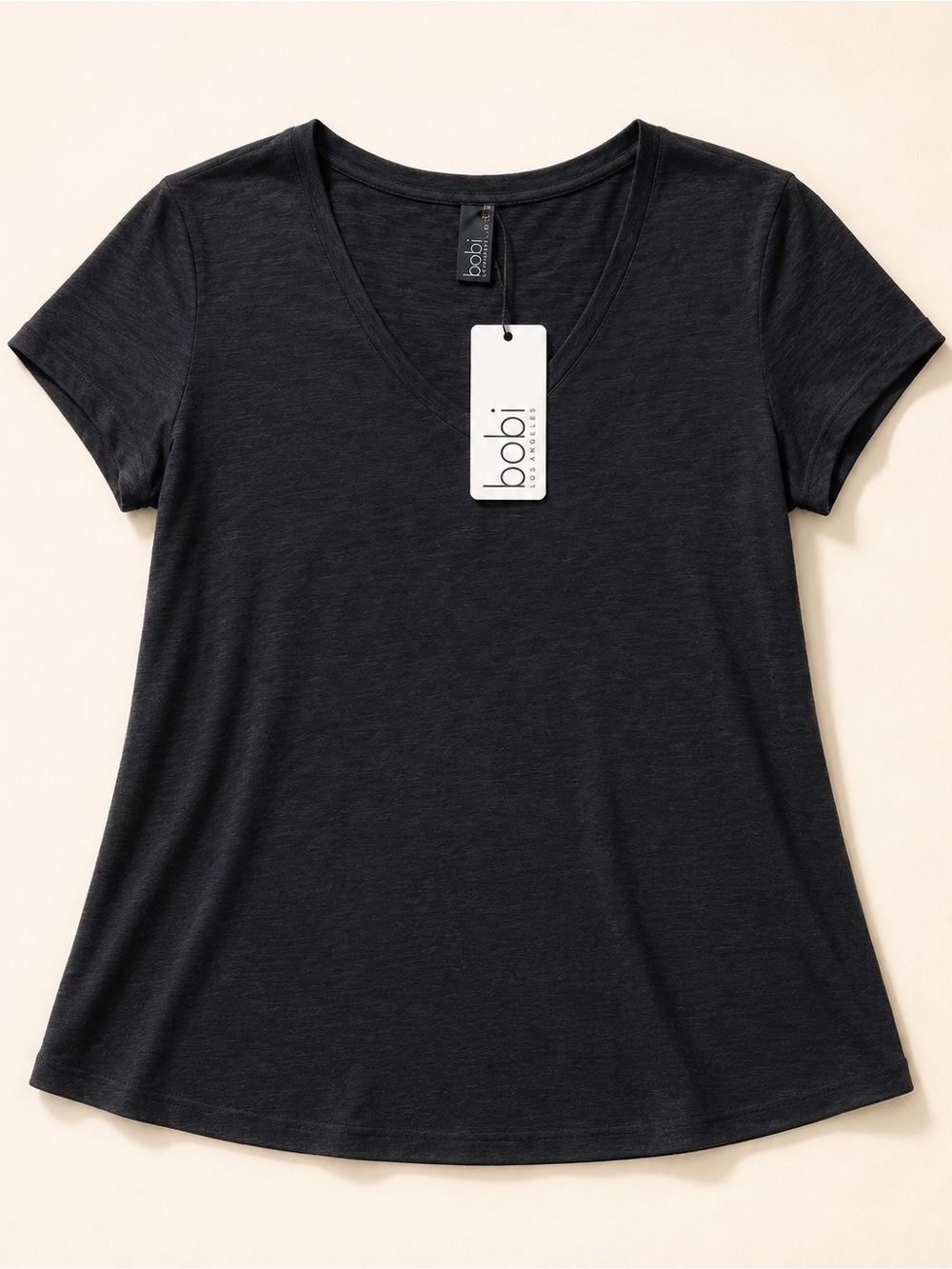 bobi Black V-Neck Short Sleeve Tee